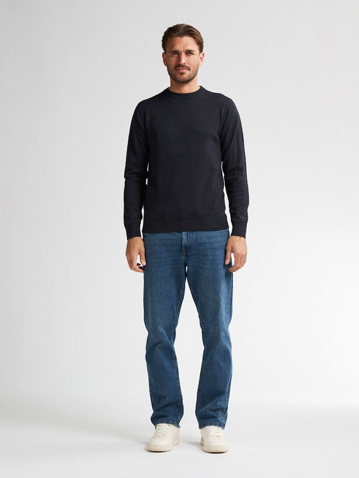 Men Knitwear Round Neck Basic - Navy