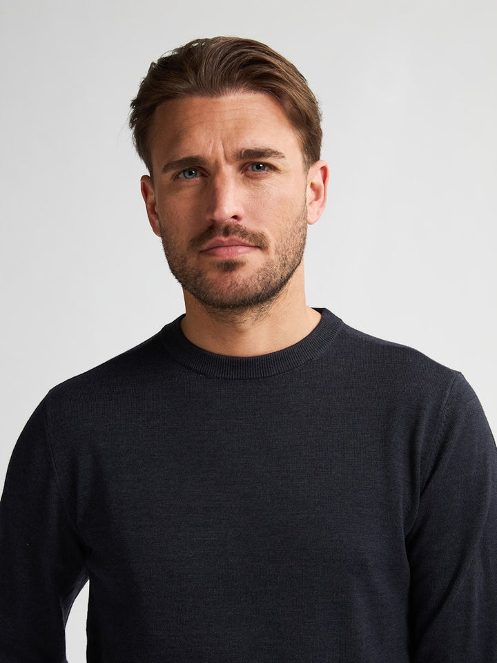 Men Knitwear Round Neck Basic - Navy