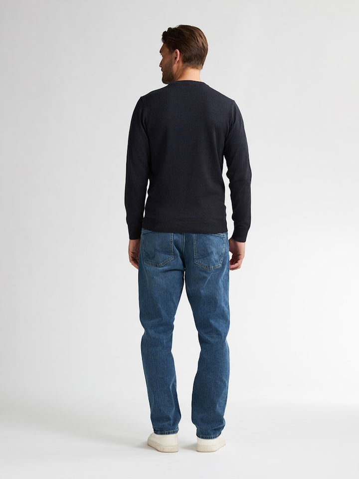 Men Knitwear Round Neck Basic - Navy