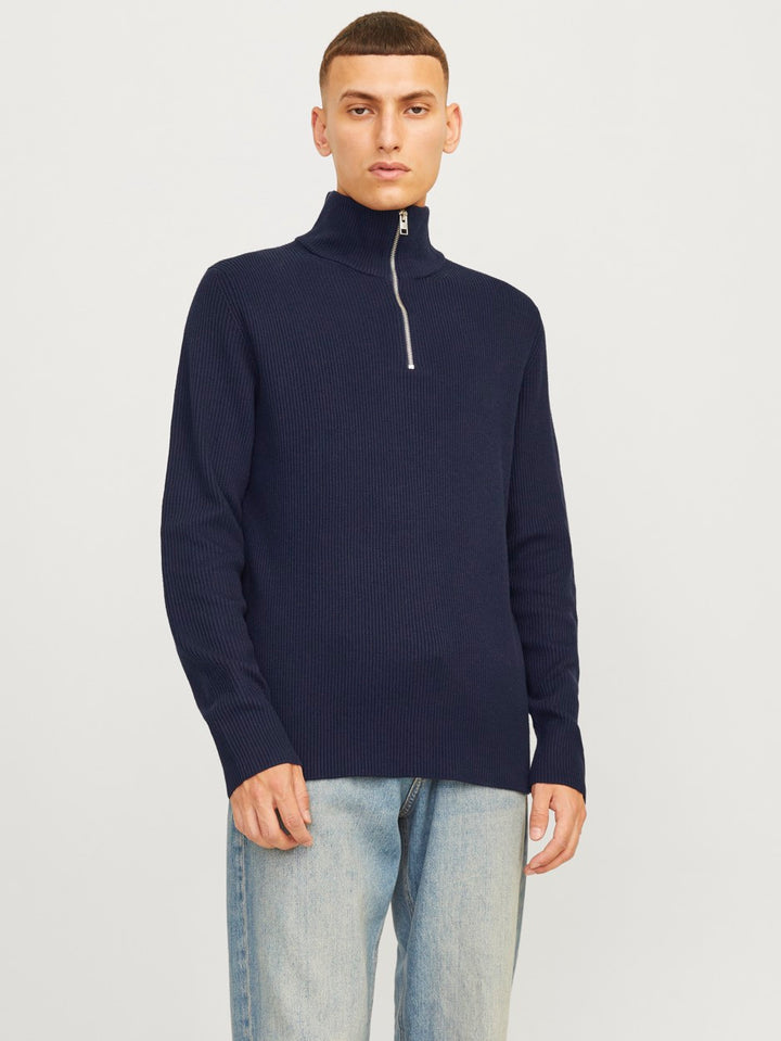 Jjeperfect Knit Half Zip Sn - Navy