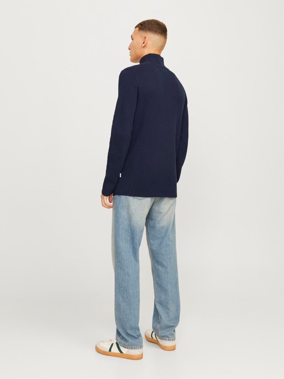 Jjeperfect Knit Half Zip Sn - Navy