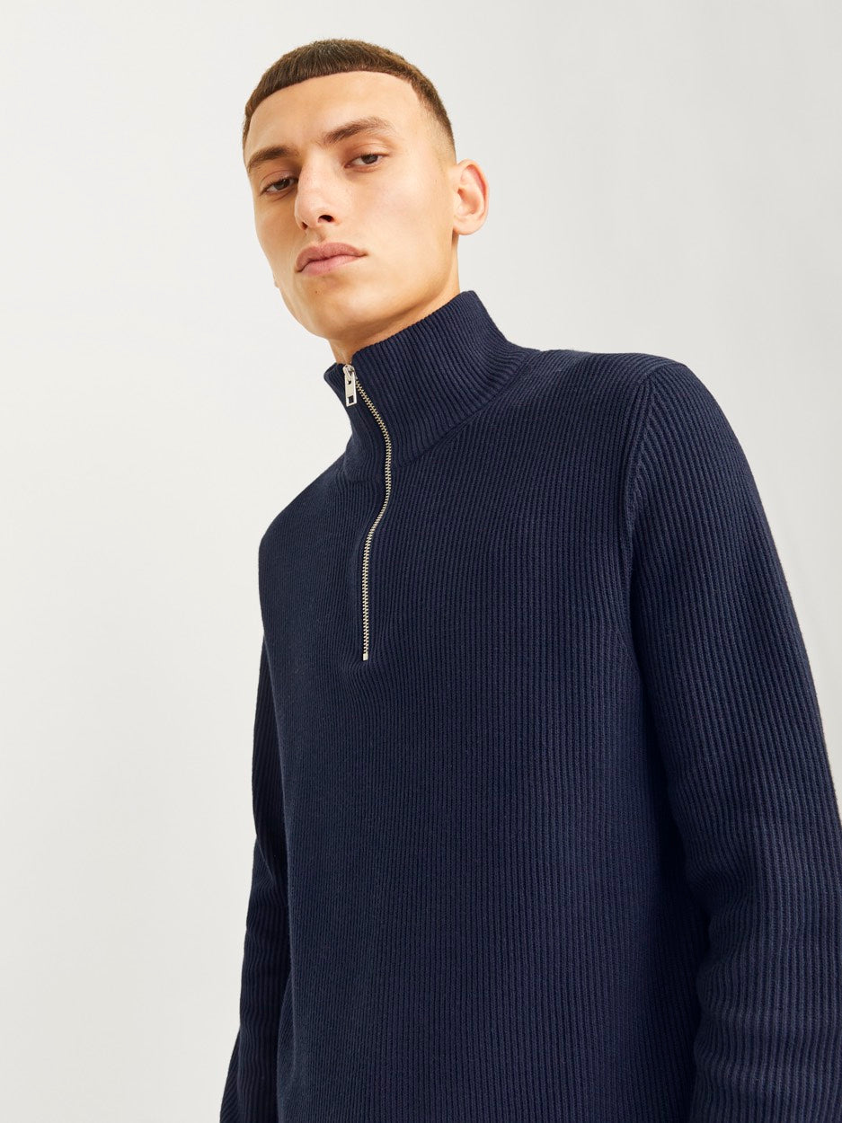 Jjeperfect Knit Half Zip Sn - Navy