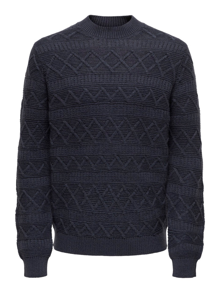 Onswade Reg 5 Struc Crew Neck Knit - Navy