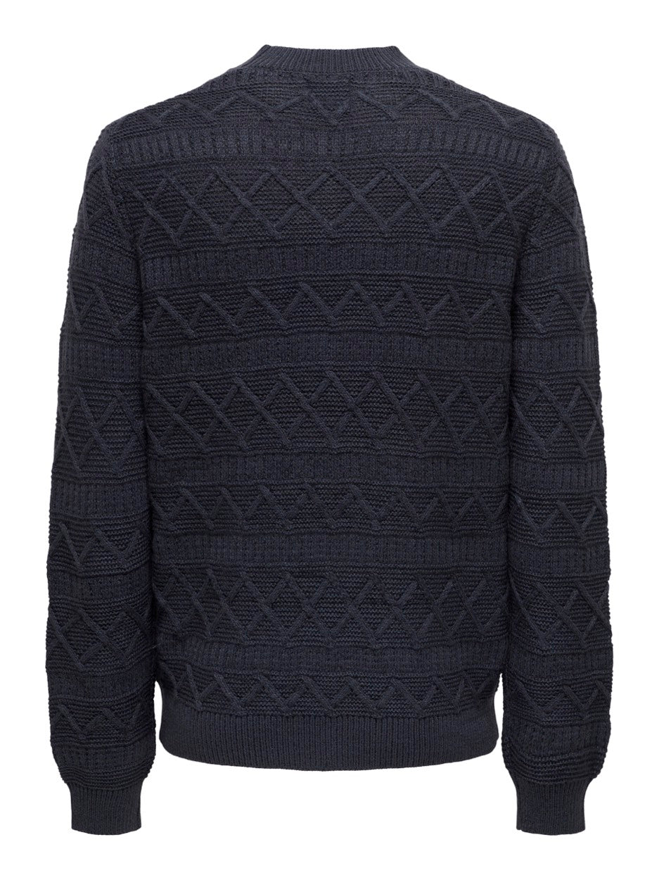 Onswade Reg 5 Struc Crew Neck Knit - Navy