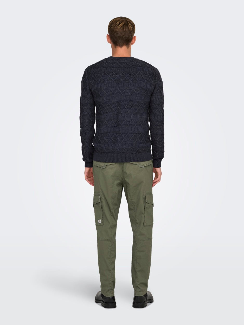 Onswade Reg 5 Struc Crew Neck Knit - Navy