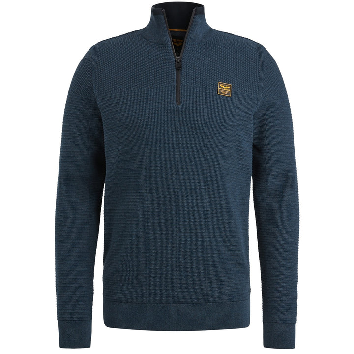 Half Zip Collar Cotton Mouline - Navy