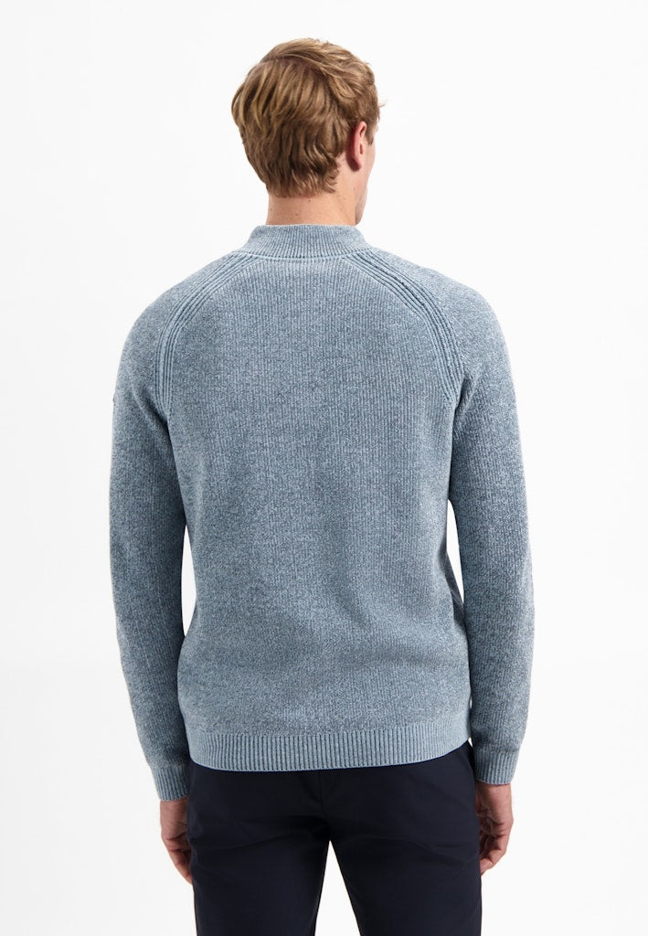 Pullover Half Zip 2 Colored Chenille - Blauw Melee