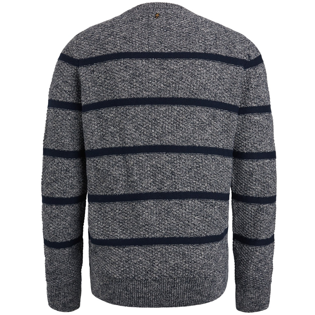 R-neck Cotton Mouline Knit - Blauw Dessin