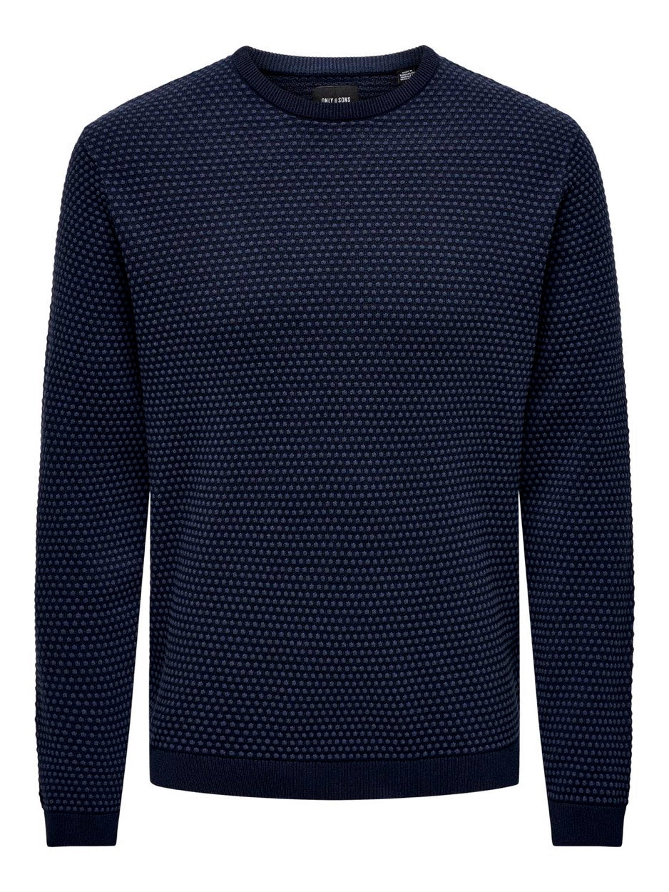 Onsriley Reg 1/4 Zip High Neck Swt - Blauw Dessin