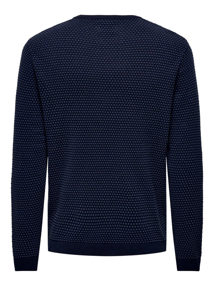 Onsriley Reg 1/4 Zip High Neck Swt - Blauw Dessin