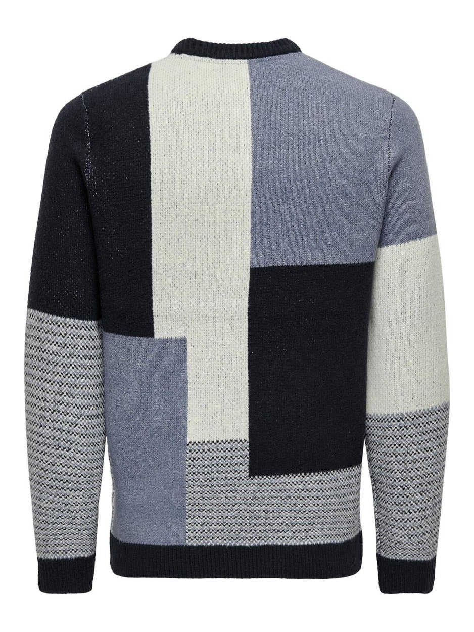 Onslucio Life Reg 7 Cb Crew Knit - Blauw Dessin