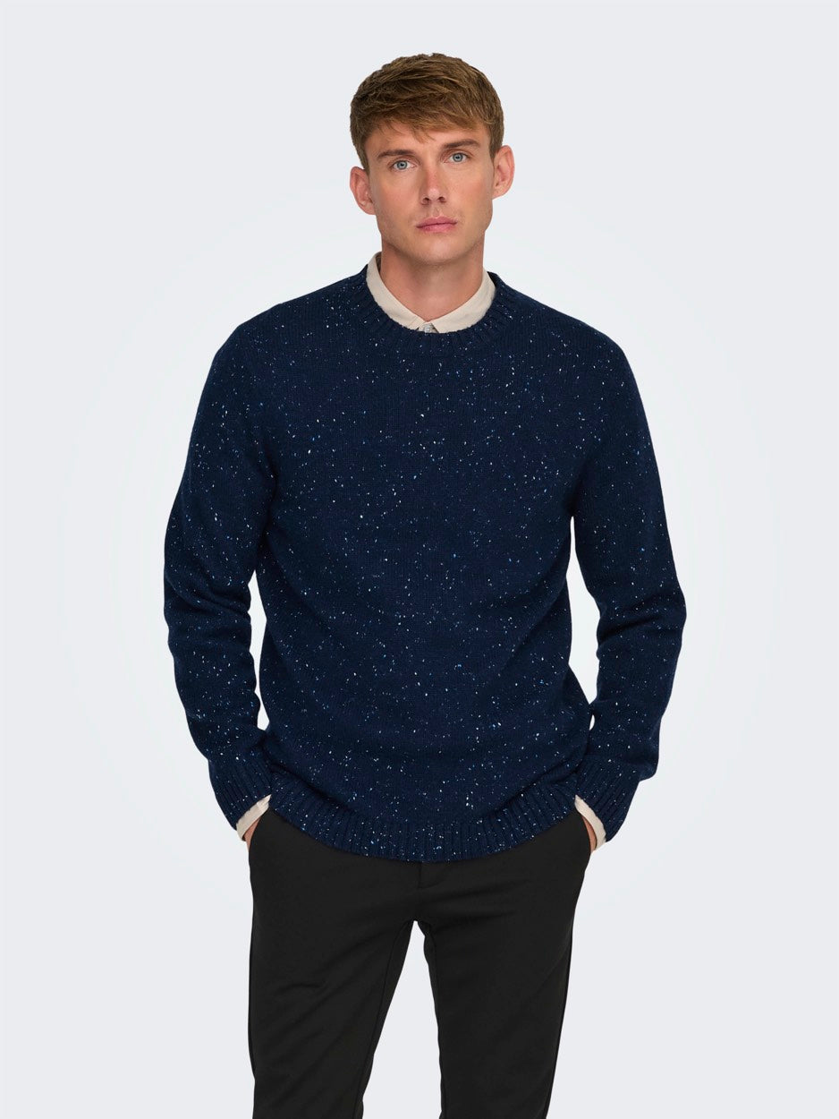 Onsricky Reg 9 Nap Crew Knit - Blauw Dessin