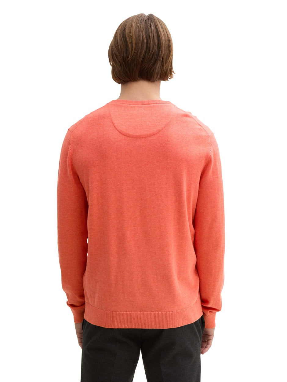 V-neck Stucture Neck - Koraal Rood