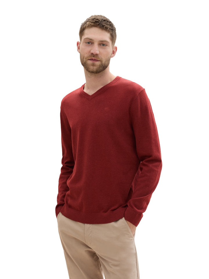 Basic V-neck - Wijnrood