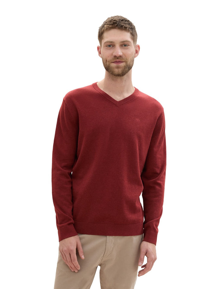 Basic V-neck - Wijnrood