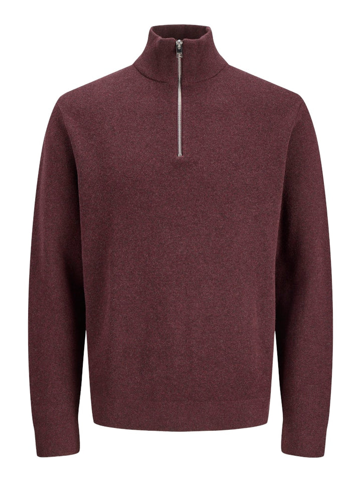 Jprblamilano Stitch Knit Half Zip Sn - Bordeaux