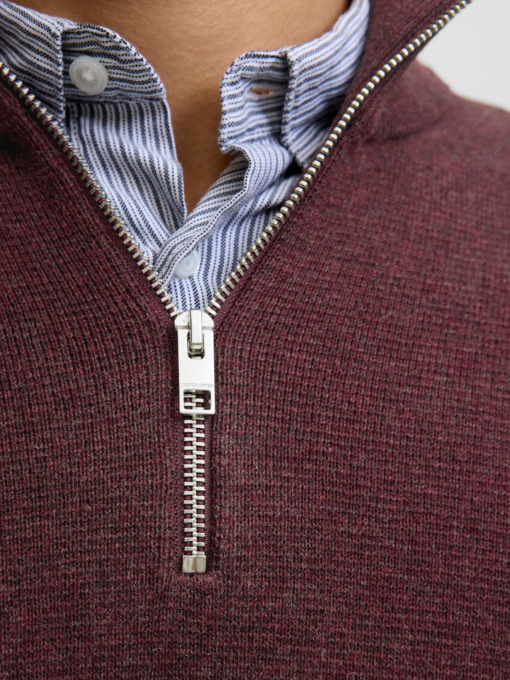 Jprblamilano Stitch Knit Half Zip Sn - Bordeaux