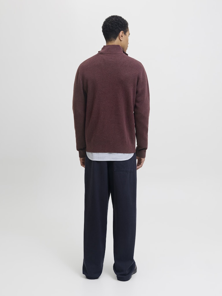Jprblamilano Stitch Knit Half Zip Sn - Bordeaux