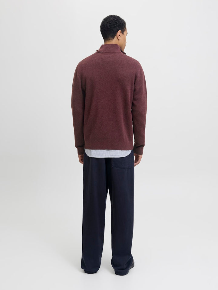 Jprblamilano Stitch Knit Half Zip Sn - Bordeaux