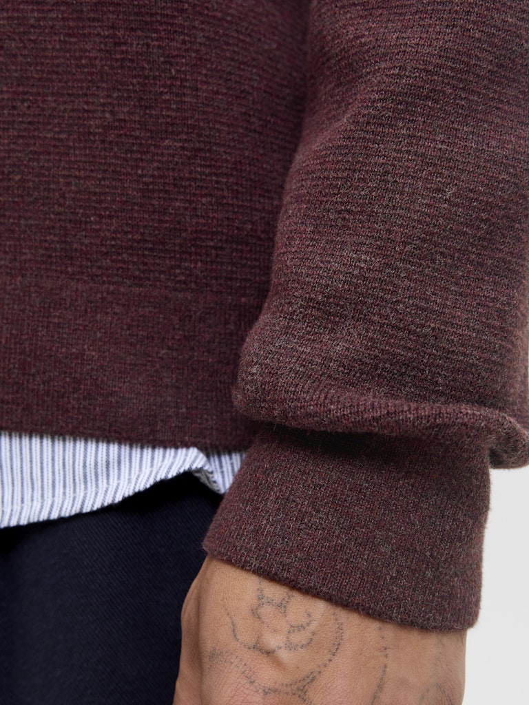 Jprblamilano Stitch Knit Half Zip Sn - Bordeaux