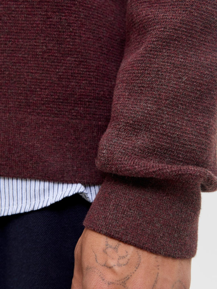 Jprblamilano Stitch Knit Half Zip Sn - Bordeaux