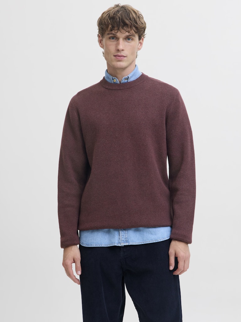 Jprblamilano Stitch Knit Crew Neck Sn - Bordeaux