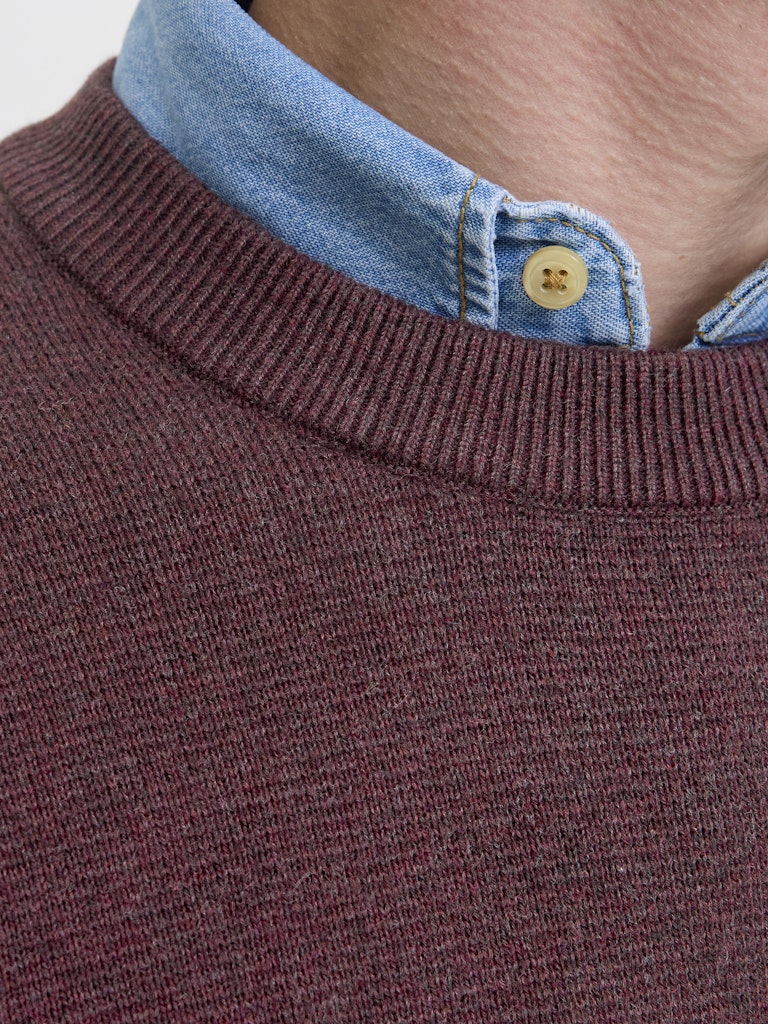 Jprblamilano Stitch Knit Crew Neck Sn - Bordeaux