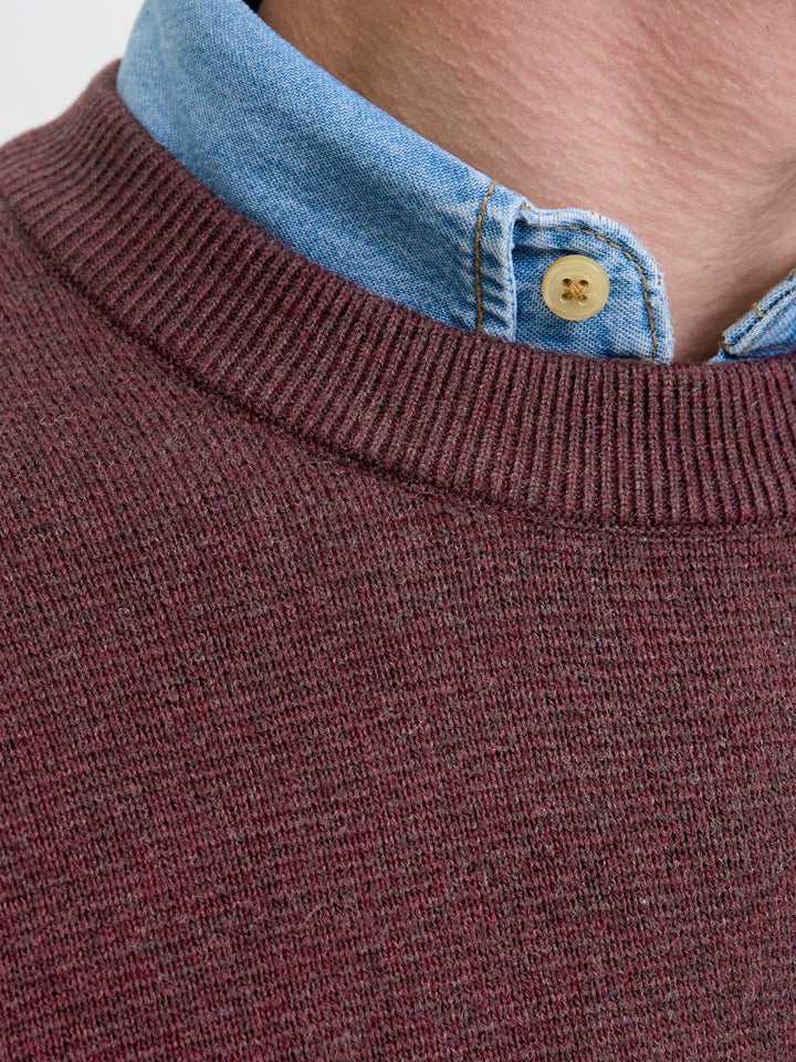 Jprblamilano Stitch Knit Crew Neck Sn - Bordeaux
