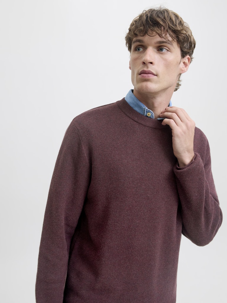 Jprblamilano Stitch Knit Crew Neck Sn - Bordeaux