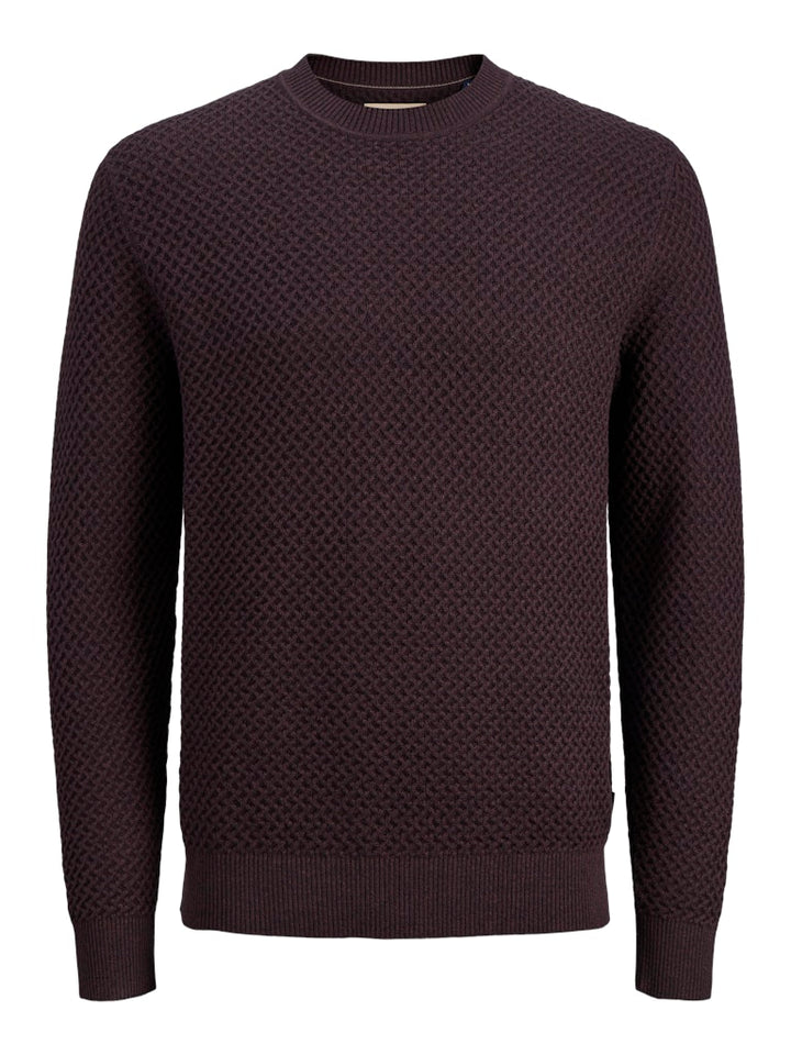 Jprblubarkley Knit Crew Neck Ch Ln - Aubergine