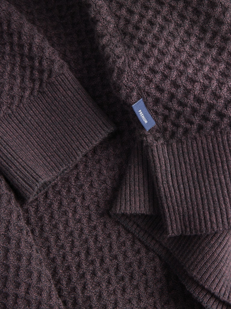 Jprblubarkley Knit Crew Neck Ch Ln - Aubergine