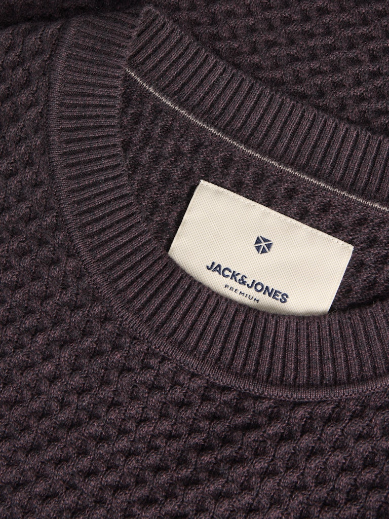 Jprblubarkley Knit Crew Neck Ch Ln - Aubergine