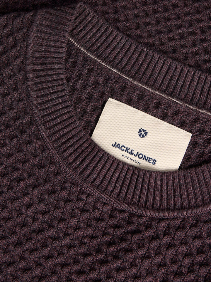 Jprblubarkley Knit Crew Neck Ch Ln - Aubergine