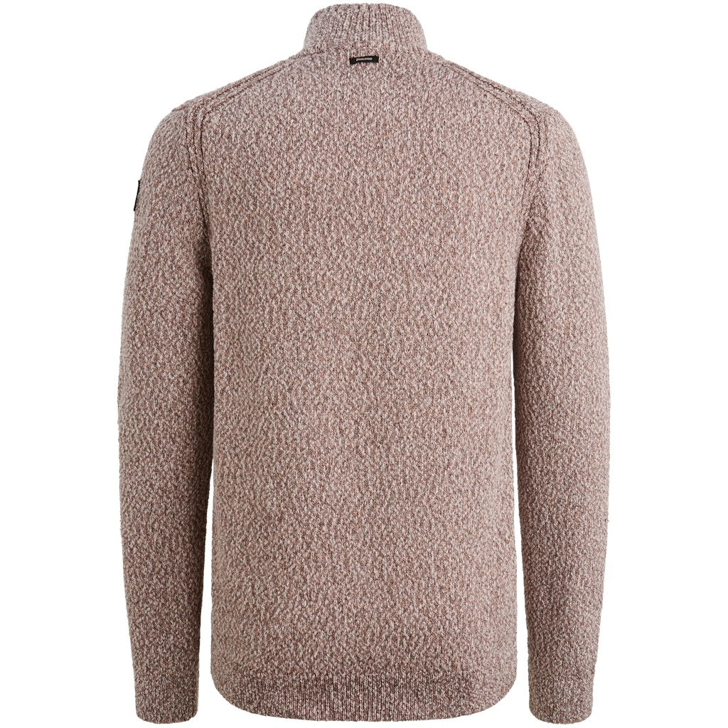 Half Zip Collar Cotton Slub  3 Ton - Oud Roze