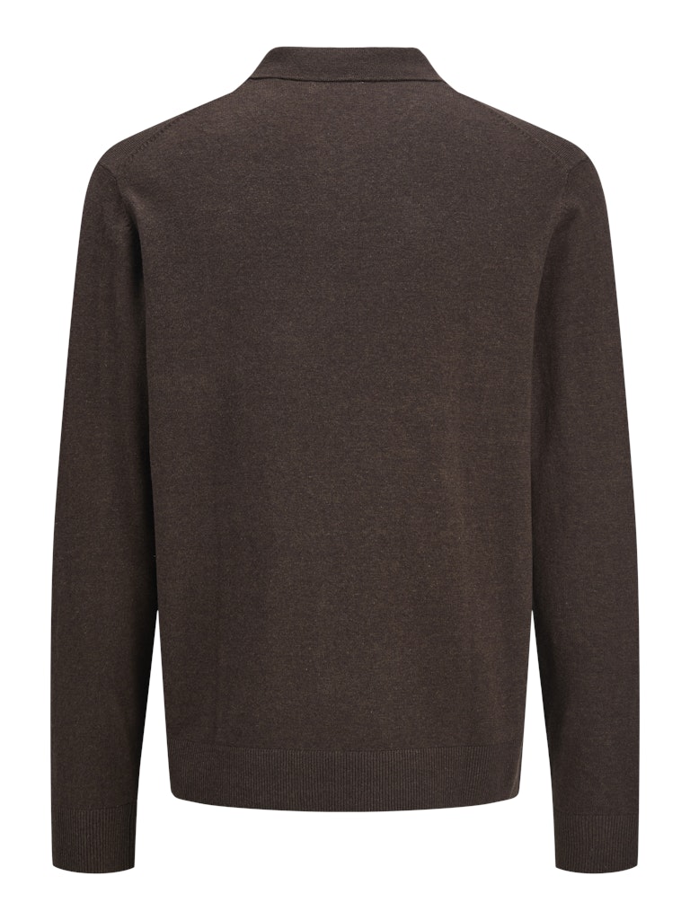 Jjeemil Knit Polo Half Zip Ls Noos - Bruin