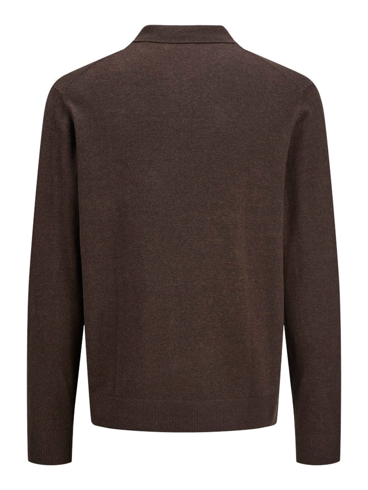Jjeemil Knit Polo Half Zip Ls Noos - Bruin
