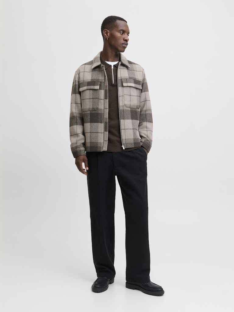 Jjeemil Knit Polo Half Zip Ls Noos - Bruin