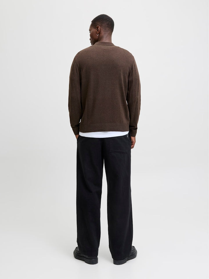 Jjeemil Knit Polo Half Zip Ls Noos - Bruin