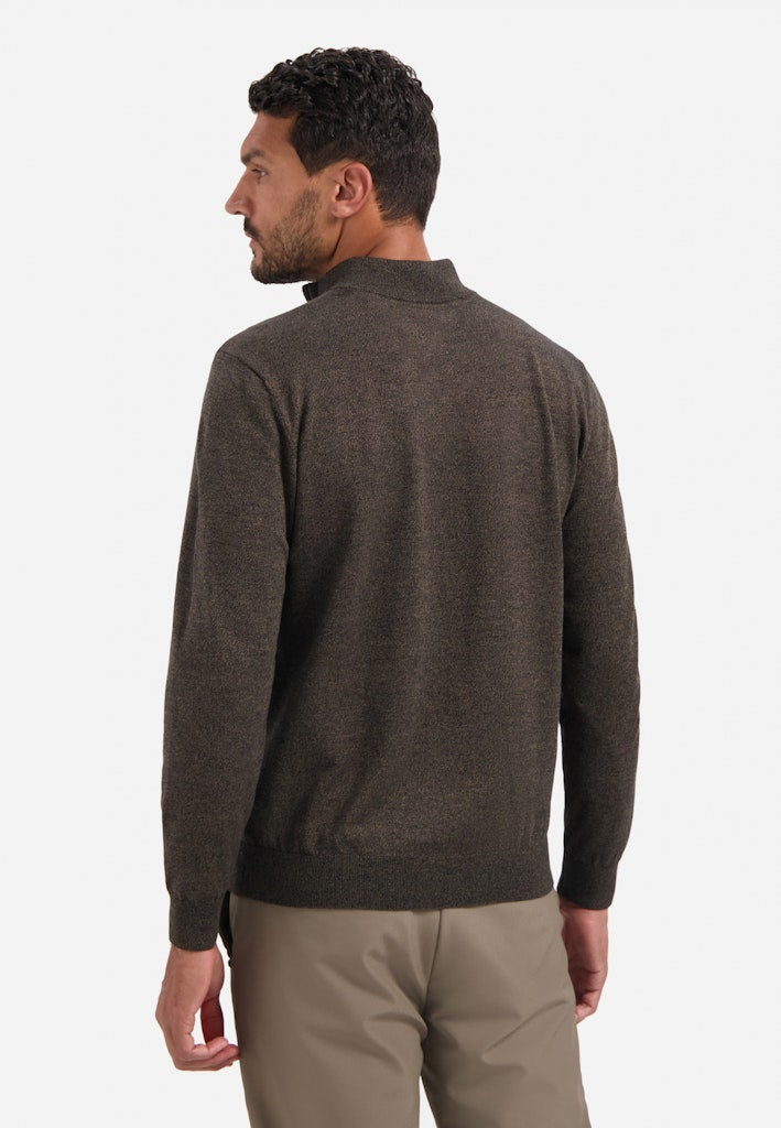 Pullover Half Zip 2 Coloured Melange - Bruin