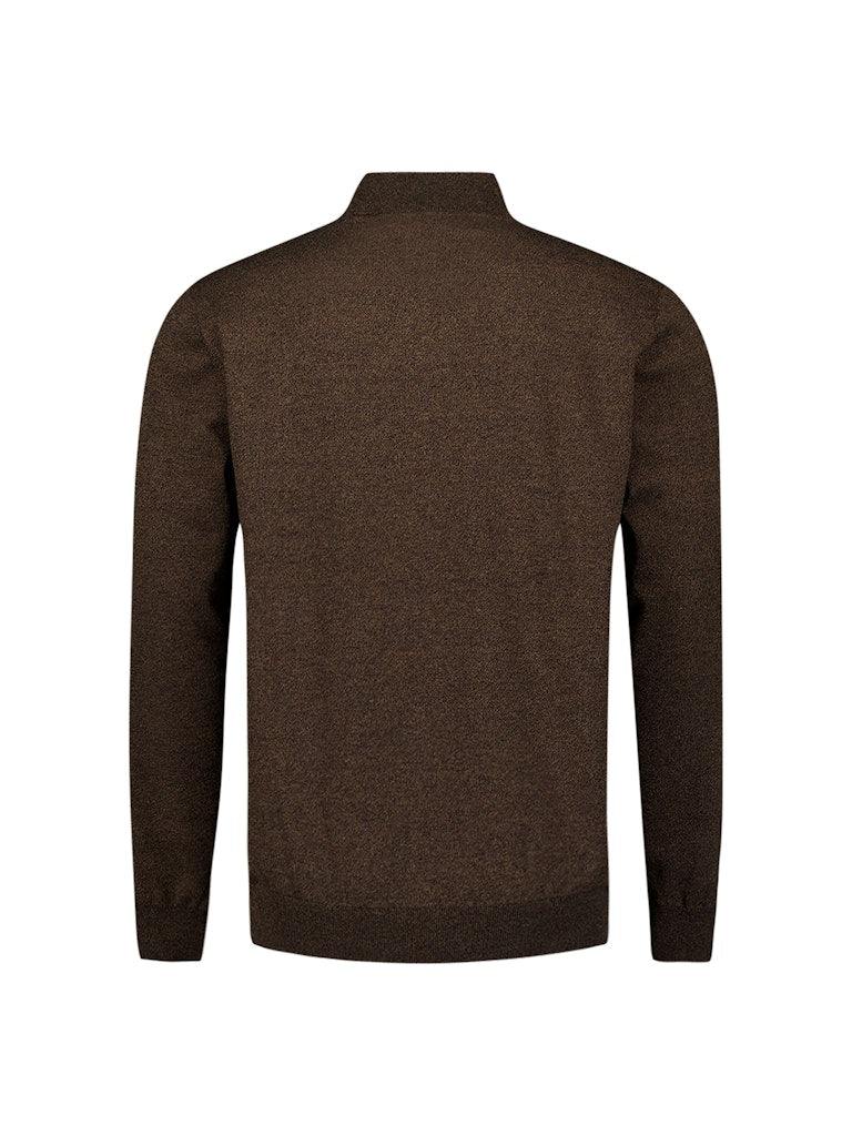 Pullover Half Zip 2 Coloured Melange - Bruin