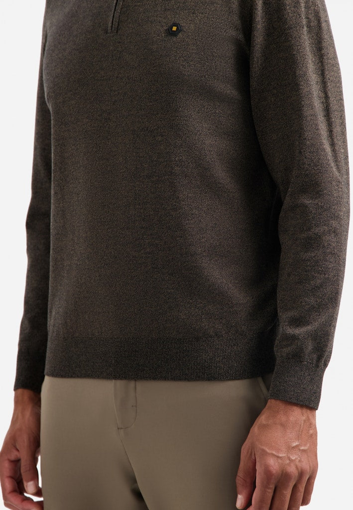 Pullover Half Zip 2 Coloured Melange - Bruin
