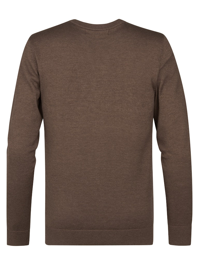 Men Knitwear Round Neck Basic - Bruin