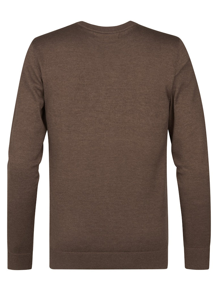 Men Knitwear Round Neck Basic - Bruin
