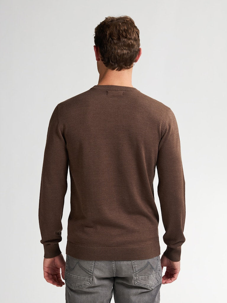Men Knitwear Round Neck Basic - Bruin