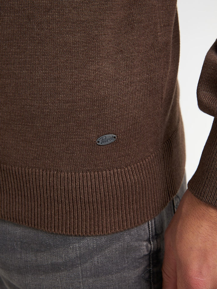 Men Knitwear Round Neck Basic - Bruin