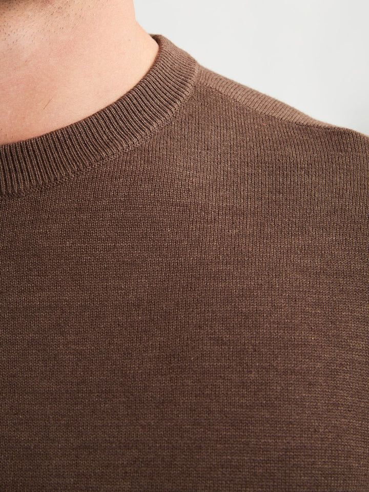 Men Knitwear Round Neck Basic - Bruin
