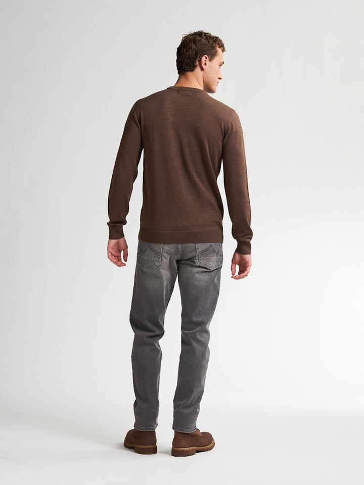 Men Knitwear Round Neck Basic - Bruin