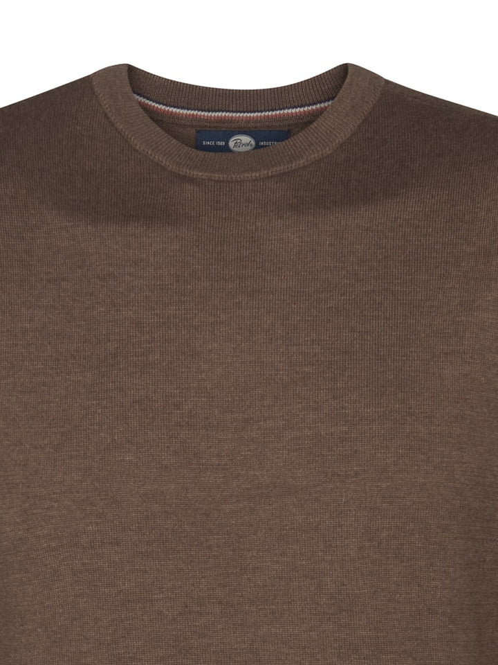 Men Knitwear Round Neck Basic - Bruin