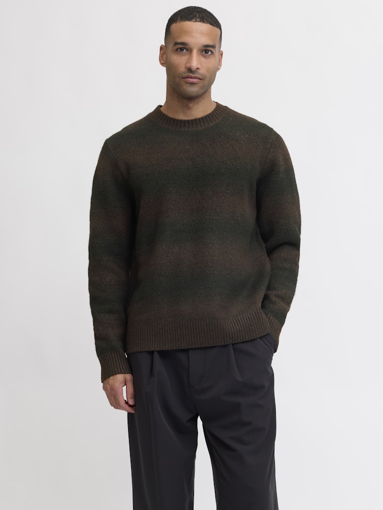 Jprblutyler Knit Striped Crew Neck - Bruin