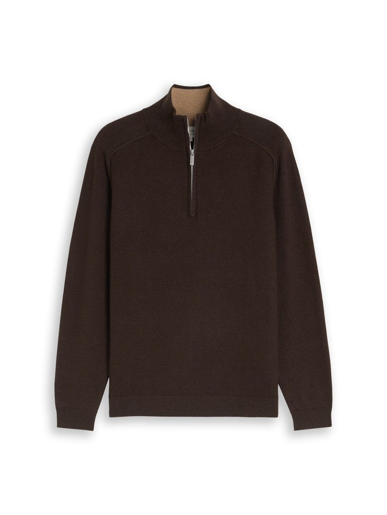 Basic Trui Zip - Bruin
